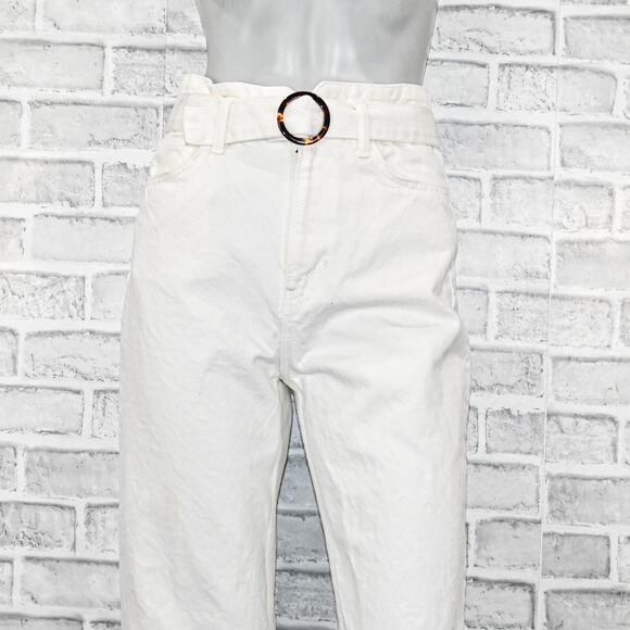 Reformation Women's Wilder Belted High Rise Wide Leg Jeans White size 26 - Picture 9 of 12